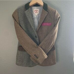 Brooks Brothers Brown and Gray Blazer with Pink Accent